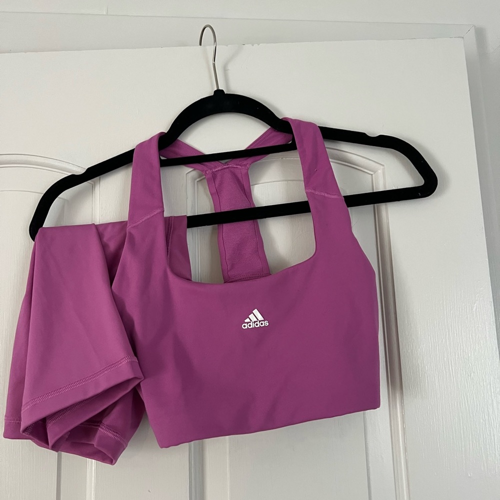 Adidas Vibrant Magenta Activewear Set- Sports Bra plus Biker Shorts